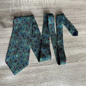 Liberty of London Mens Tie 100% Italian Silk Green Blue Red Yellow Holiday 56"